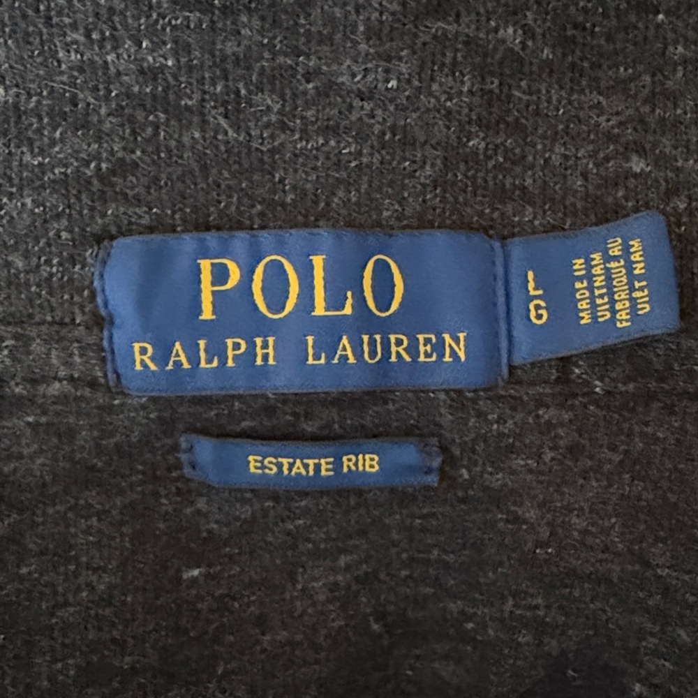 Polo Ralph Lauren Men’s Quarter Zip estate rib Sweater Charcoal Gray Size Large - Picture 2 of 5
